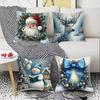 Decoración Navideña Estilo Ins Atmósfera Festiva Regalo Funda de Almohada con Estampado de Papá Noel Funda de Almohada para Coche Hogar