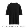 Novedad Primavera y Verano 2025 Prenda de una línea Suéter de Lana Pura Cuello Mock Alto Manga Corta Camisa Base Top Patrón Hueso de Pescado