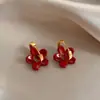 Pendientes Colgantes de Flor Pintados con Spray Coreanos Diseño de Nicho Pendientes de Alta Gama Pendientes de Moda Elegantes Versátiles Venta al por Mayor Mujeres
