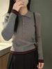 Suéter de Punto Estilo Americano con Cuello Polo de Deseo Puro para Mujer, Suéter Capa Base Otoño e Invierno, Estilo Relajado y Perezoso, Top Ajustado, Moderno