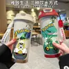 Termo de Pikachu y Gengar de Pokémon, Taza de Agua de Dibujos Animados de Aspecto Elegante con Popote, Botella de Agua Portátil para Estudiantes, Hombres y Mujeres