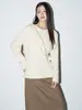 Camiseta de manga larga para mujer de color albaricoque, camiseta básica de algodón de color liso, adecuada para usar por fuera o por dentro, top de otoño, camisa holgada y versátil de algodón puro