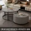 Mesa de Centro, Lujo Ligero, Simple y Moderna, para Sala de Estar, Apartamento Pequeño, Estilo Nórdico, Mesa Auxiliar Redonda Pequeña de Mármol y Roca