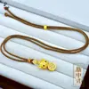 Colgante de Bestia Devoradora de Oro Tallado Tridimensional con Patrón de Moneda Antigua de Oro Arena, Chapado en Cobre Dorado, Atrae Riqueza, Estilo Tendencia Nacional, Retro, Unisex