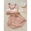 Conjunto de Pijama Francês Modal de Manga Curta com Sutiã Embutido para Mulheres Verão 2026 Novo Conjunto Solto Confortável para Casa Adequado para Sair