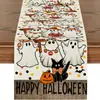 Nuevo camino de mesa Halloween Amazon TEMU, camino de mesa estilo americano, mantel largo de lino, específicamente para mesas de té