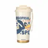 Taza aislada de acero inoxidable 316 con doble popote, múltiples diseños, portátil con correa para llevar, adecuada para el trabajo y uso en el coche