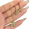 Loja de Ouro Mesmo Estilo Joias Banhadas a Ouro, Novo Estilo Retro Chinês Colar de Cristal Trevo de Quatro Folhas para Mulheres, Joias de Design de Ponta