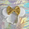Acessórios de cabelo novos com laço de lantejoulas para crianças, tiara decorativa para parque de diversões, faixa de cabelo elástica ajustável de nylon