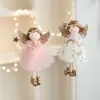 Novo Pingente de Pelúcia de Anjo com Galhos de Rena para Árvore de Natal Boneca Criativa Pingente de Decoração