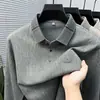 Nova Camisa Polo Casual de Manga Longa para Pais Outono 2026, Roupa Masculina Clássica com Gola Reversível, Em Estoque para Dropshipping