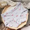 [80-135] Cintura media de seda helada estampada que cubre la cadera, cómoda y linda, de dibujos animados, de cintura media, ropa interior para mujer 9908