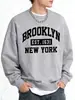 Moletom Brooklyn Est 1631 Nova York Estampado Masculino Outono Oversized Vintage Roupa Elegante Gola O