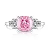 Anillo Cuadrado con Corte Flor de Hielo de Piedras Preciosas de Colores Más Vendido en Tiktok y Xiaohongshu para Mujer, Moderno, Sencillo, Lujo Ligero, Anillo de Diamante de Alto Carbono