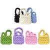 Tecido de Fio Central Europeu e Americano para Comércio Exterior Tiras de Tecido Tricô Manual DIY Bolsa de Tricô Fio Islandês Grosso Bolsa de Tricô com Listras Horizontais Bolsa de Ombro