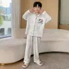 Pijama Infantil para Meninos, Primavera e Outono, Solto, Algodão Puro, Manga Longa para Meninos, Adolescentes, Cardigã, Crianças de Tamanho Médio e Grande, Conjunto para Casa