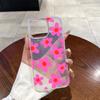 Cor Rosa Girly Color-Blocking Flor de Maçã 15 Pro Max Simples Alta Aparência Glitter Transparente Capa de Celular iPhone 16Pm