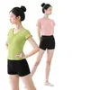 Ropa de Baile para Adulto Tops Ropa de Práctica Manga Corta Verano Danza Clásica China Danza Corporal Ballet Traje Dividido