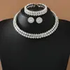 Novo Conjunto Europeu e Americano Mais Vendido de Ouro e Prata com Zircônias 1/2: Colar, Brincos, Pulseira, de Alta Qualidade, Elegante e Moderno