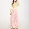 Calça Wide-Leg Estilo Americano com Estrelas e Bolinhas por Toda Parte para Mulheres Solta Emagrecedora Versátil Sensação Preguiçosa Relaxada Calça Casual Dança Cimitarra
