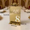 Letrero de Mesa Numérico de Escritorio de Acrílico Combinación de Colores Rosa Dorado de Lujo Espejo Número Tarjeta de Mesa para Banquete de Bodas