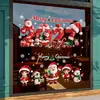 Decoraciones de Ventana de Centro Comercial Feliz Navidad Letras Inglesas Lazo de Cinta Roja Copo de Nieve Dorado Pegatinas Electrostáticas