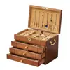 Caja de Joyería de Madera Maciza, Completamente Cerrable con Llave, Gran Capacidad, Caja de Almacenamiento de Joyería Multifuncional, Joyero, Regalo de Boda, Almacenamiento Tipo Cajón