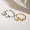 Design silencioso senso ouro 18k aço inoxidável combinação de cores ouro e prata amor anel de abertura ajustável joias de aço inoxidável