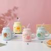 Juego de Regalo de Taza con Tapa y Cuchara, Taza de Cerámica, Souvenir de Regalo, Estilo de Moda, Conejo de la Suerte, Gran Capacidad, con Popote