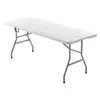 Mesa Plegable, Mesa de Utilidad Portátil Resistente Plegable por la Mitad, Mesa Rectangular de Plástico para Interiores y Exteriores con Asa Integrada, para Fiestas, Comedor, Bodas, Eventos, Picnic, Camping, Blanca