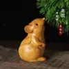 Adornos de Ratón de Madera de Tuya Taihang Rata del Zodiaco Lindos Tallados en Madera Tallado en Madera Pequeños Adornos Adornos de Mano
