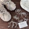 ¡súper salvaje! Hebilla de zapato de cristal con perlas de estilo coreano, lazo con cordón de perlas, accesorios para zapatos, decoración de zapatillas con flores para mujer