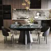 Conjunto de mesa de jantar extensível e dobrável em mármore natural minimalista italiano para espaços pequenos com um toque de luxo para uso doméstico