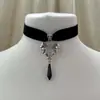Collar Colgante de Murciélago Plateado de Terciopelo Negro Gótico con Cinta, Collar de Cristal Negro de Vampiro, Ajustable