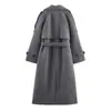 Comércio exterior inverno 2025 novo estilo europeu e americano moda feminina elegante casaco de abotoamento duplo com cinto 1255892