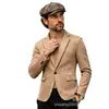 Traje de hombre de gamuza con estampado agrietado estilo europeo y americano, solapa de muesca, de un solo botón, corte ajustado, traje casual, modelo de exportación
