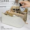 Bolsa de viaje de piel PU para artículos de aseo, bolsa de almacenamiento al por mayor, bolsa de cosméticos a cuadros de alto valor cromático, bolsa de almohada portátil de gran capacidad