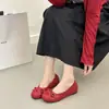 Sapatilhas vintage estilo francês com laço plissado para mulheres, sola macia, confortáveis, elegantes, slip-ons de corte baixo