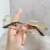 Óculos de Sol sem Aro Estilo Xiaohongshu para Mulheres, Óculos de Sol Quadrados sem Aro Moda Japonesa e Coreana, Óculos de Sol para Dirigir Transfronteiriços