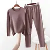 Tamanho Grande Gordo mm 100kg Roupas e Calças de Outono Conjunto de Roupa Íntima Térmica Camada Base Feminina Espessa Feito de Veludo Alemão