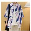 Camisa floral de manga corta de verano estilo Hong Kong japonés para hombres y mujeres, camisa holgada retro Ruan Shuai hawaiana de playa para parejas
