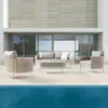 Juego de Sofás de Ratán para Exteriores Patio Exterior Hotel Villa Resort Piso Elevado Casa Club Ocio Asientos para Exteriores