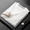 Suéter de Tricô Espesso Simples de Luxo Leve Masculino Outono e Inverno Gola Redonda Quente Jacquard Jovem Manga Longa Camiseta Base