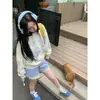 Sudadera Minimalista Elegante Socialité Primavera y Otoño Mori para Mujer Cuello Redondo Ropa para Mujer Sin Gorro Estilo Pastoral Neutro Americano Retro Fresco