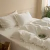 Juego de cuatro piezas de jacquard de algodón blanco puro, funda nórdica 100% algodón, sábana plana, sábana bajera ajustable, ropa de cama simple y de alta gama para dormitorio principal