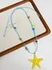 Collar Colgante de Estrella de Mar Colorida Dopamina 2026 Nuevo Estilo Vacaciones en la Costa Cadena Larga para Clavícula Accesorio