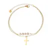 Lele Jewelry Estilo Ins Europeu e Americano Venda Cruzada Mais Vendida Tornozeleira de Pérola de Concha Estilo Férias no Oceano Personalizado Joia de Pé para o Pé Ouro 18K