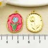 Goteo de Aceite Pintura al Óleo Vintage Tulipán Rosa Lirio Orquídea Colgante Colgante Pulsera DIY Accesorios para Collar