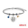 Pulsera transfronteriza de acero inoxidable Europa y Estados Unidos pulsera hueso de serpiente día de la madre diamante azul conmemorativo regalo festivo pulsera con letras al por mayor