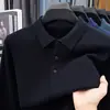 Suéter de malha masculino com gola, novo modelo outono e inverno 2026, casual, espessado, quente, base, camisa polo para homens de meia-idade